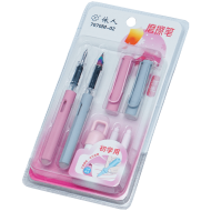 Set 2 stilouri friction cu 2 rezerve si dispozitiv curatare roz-gri Adison